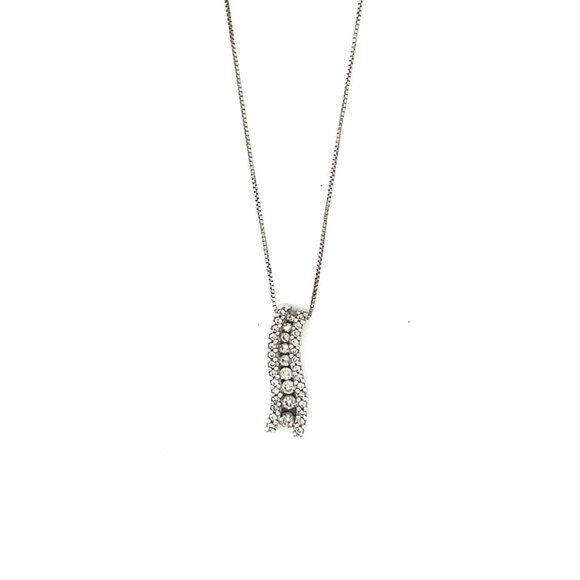 10k Gold Diamond Swirl Pendant Necklace - Picture 1 of 4